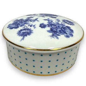 Bill‎ Goldsmith Limoges Potpourri Blue Porcelain Covered Bowl Trinket Dish 5"